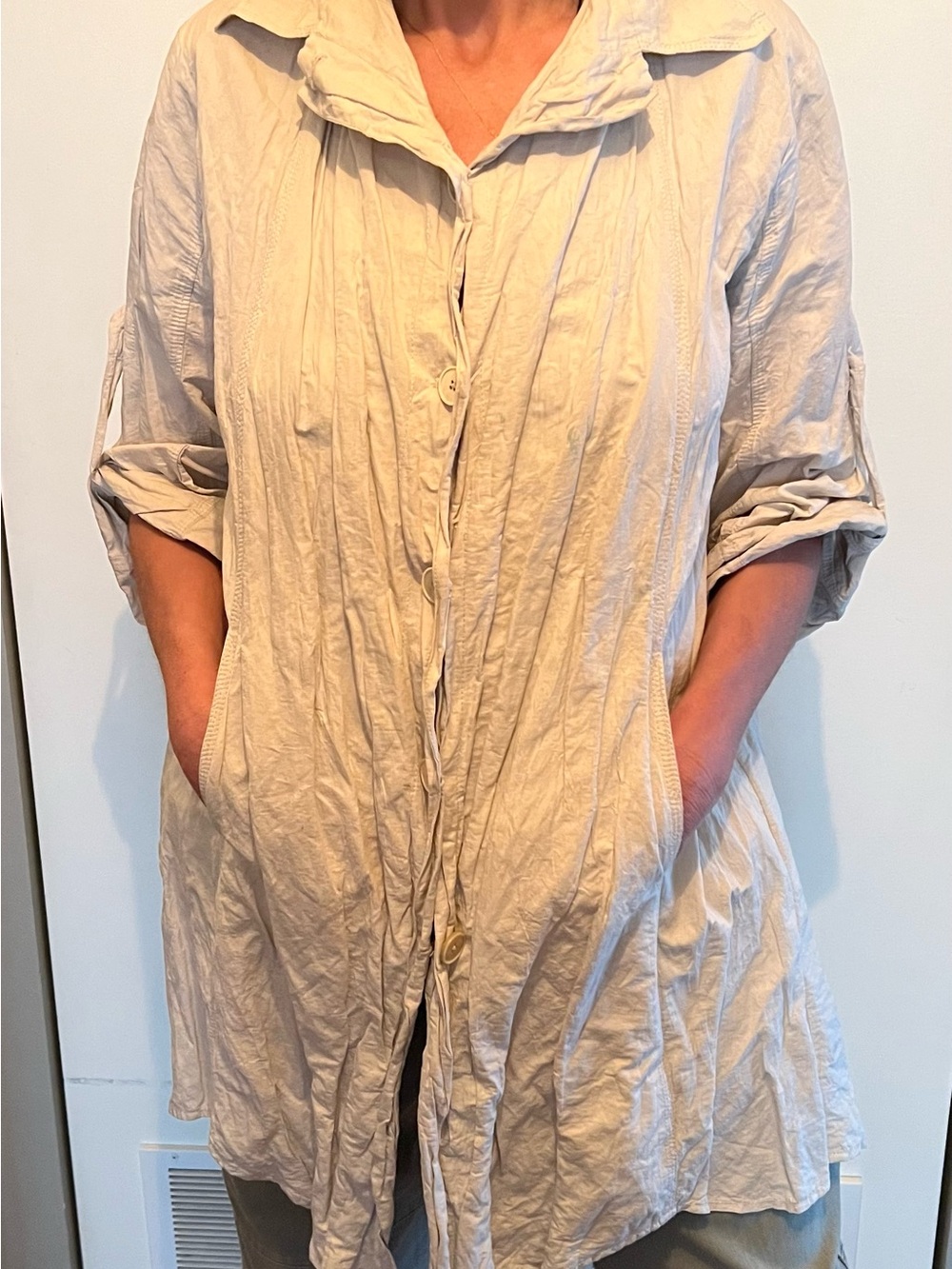 Donna Karan Light Cream Button-Front  Coat